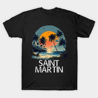 Saint Martin Sunset (with White Lettering) T-Shirt